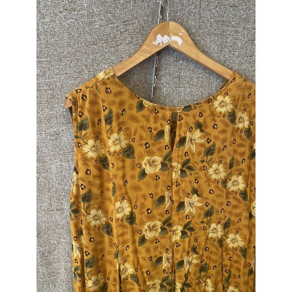 Vintage Y2K 90s Sarah Richards Plus Floral Circle Skirt Sz 12 Yellow Sleeveless - Picture 5 of 10